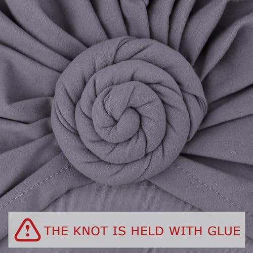 African Women Turban Caps Pre-Tied Twisted Turbans Head Scarf for Women Hair Wraps Cover Beanie Cancer Chemo Headwear - color: 1 Pack Flower: Grey