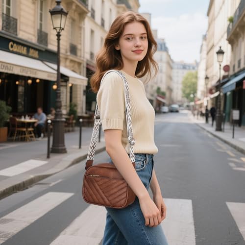 TANTOMI Small Crossbody Bags for Women Trendy, Cell Phone Purses Wallet with 4 Card Slots, Small Purses with Adjustable Strap - color: Brown