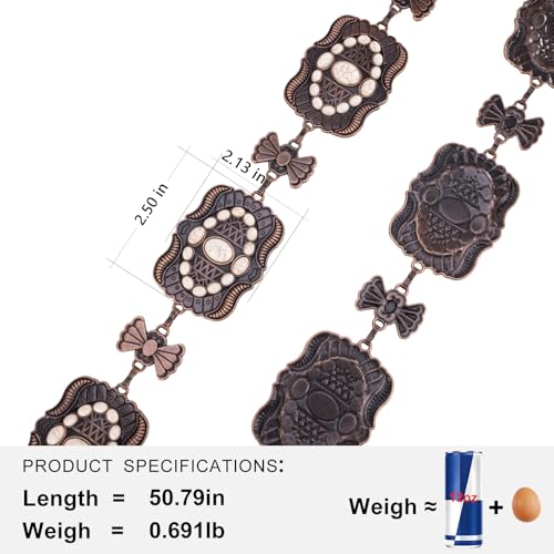 Montana West Rustic Couture's Large Western Concho Metal Belts for Women Cowgirl - color: Concho White