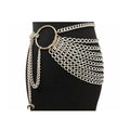 THREEBOY Women Apparel Belts Fashion Sexy Multilayer Metal Pearl Waist Chain Belt - color: Silver