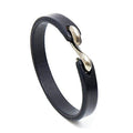 Mens Genuine Leather Bracelet - Handmade Adjustable Leather Cuff Bracelet punk Style leather wrap Wristband for Men - color: S-Hook Black