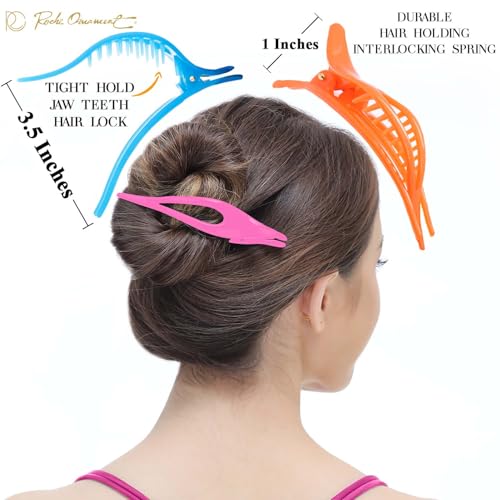 RC ROCHE 6 Pcs Flat French Claw Hair Clips For Women Thick Curly Hair Barrettes Duckbill Concord Side Slide Extra Hold Curved Eyelet Strong Hold Grip, Medium Jelly Candy Multicolor - color: Jelly