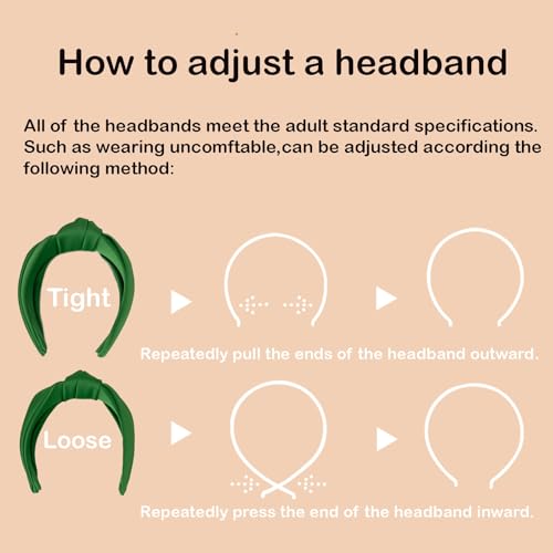 Green Knotted Headbands for Women Satin Wide Headband Non Slip Head Bands Fashion Headband Hair Styling Accessories Womens Sisters Girls Gifts - color: Green