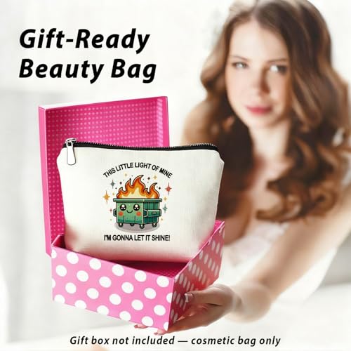 White Elephant Gifts Dumpster Fire Gifts Makeup Bag, Funny Dumpster Bag,Dumpster Fire Cosmetic Bags for Women, Inspirational Positive Encouragement Gift for Women Zipper Pouch - color: 01-dumpster fire(02)