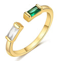 TOBENY Gold Birthstone Rings for Women 14K Gold Plated Adjustable Rings Non Tarnish Gold Stackable Rings Dainty Emerald Green Cubic Zirconia Ring for Mother Daughter Birthday Jewelry Gifts - color: Apr+May