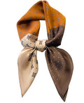 Silky Scarf for Women Lightweight Satin Bandanas Neck Hair Wrap For Sleeping Head Scarves 27.5" - color: A15 Brown Rhombus/27.5"