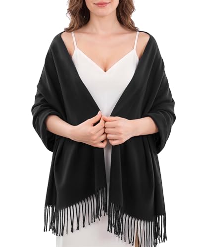 FURTALK Pashmina Shawl Wraps for Women Evening Dresses Blanket Scarves Fashion Scarf Wedding Gifts - color: 01-black