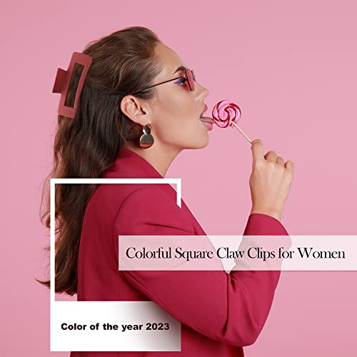 Hair Clip, 8PCS Large Colorful Square Claw Clips for Thick Thin Curly Long Hair, Strong Hold, Nonslip, Pastel Matte, 4.1 Inches, Women Girls, Gift - color: C-Colorful Square