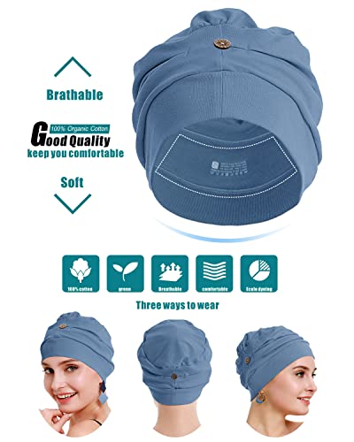 osvyo Cotton Chemo Turbans for Women Cancer Hairloss hat - Cotton Lightweight Headwear Sealed Packaging - color: Cotton Light Flecking Gray