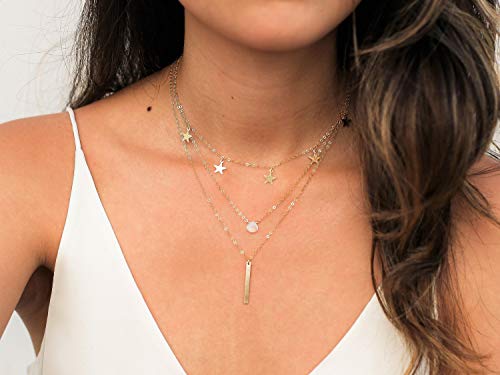 Gold Choker Necklaces 14K Gold Plated/Silver Disc Choker Necklaces Dangling Star Heart Pendant Necklaces Summer Beach Boho Necklaces Aesthetic Necklace Gift for Women - color: Gold Star