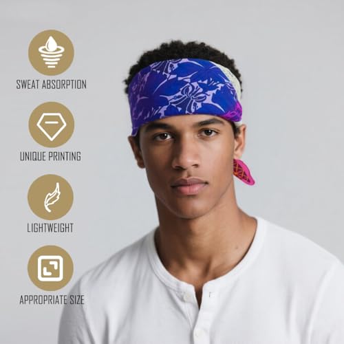 Large Cotton Bandana Lightweight Head Hair Scarf Headbands Wraps Cover Handkerchiefs for Women Men 25 x 25 inch - color: Rt28