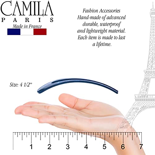 Camila Paris CP3164 French Twist Stick Clip Pins, Blue, Wavy Hair Pin U-Shaped Hair Fork for Girls Spiral Updo Chignon Bun Holder, Fashion Flexible Styling Hair Accessories for Women, Made in France - color: 2-Prong Blue
