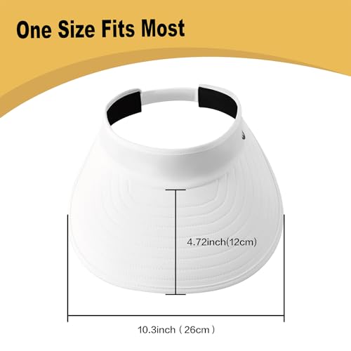 WANDER Sun Visor Hats for Women Wide Brim UV Protection Adjustable Large Golf Beach Cap Packable Travel Sport Visor - color: White