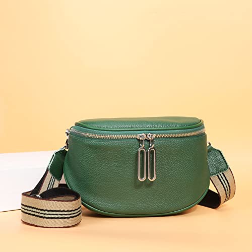 Fanny Pack Crossbody Bags For Women Genuine Leather Fashion Belt Bag Waist Purse (Green01) - color: Green01