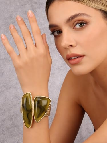 Chunky Gold Bracelet Trendy Gold Cuff Bracelets for Women Statement Silver Arm Cuffs Bangles Arm Punk Jewelry Accessories - style: Cuff Statement Bracelets