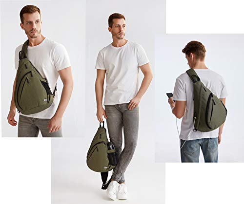 TurnWay Water-Proof Sling bag/Crossbody Backpack/Shoulder Bag with USB Charging Port for Travel, Hiking, Cycling, Camping - color: Green