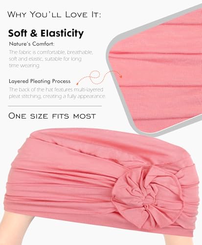 Chemo Headwear for Women Cancer Patients Lightweight Head Coverings for Hair Loss Seasonal - color: Coral