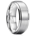 King Will Classic Tungsten Wedding Band for Men, 6/7/8/9/10mm Widths, Polished Finish Step Edge Matte Rings Comfort Fit - color: A-silver 8mm