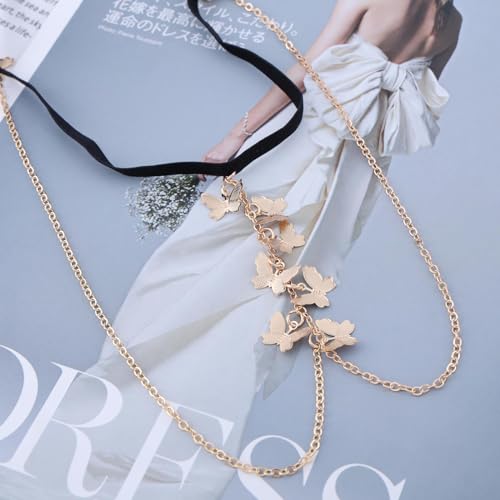 Boho Butterfly Leg Chain Butterfly Thigh Leg Chain Multi Butterfly Tassel Thigh Chain Elastic Leg Thigh Chain Punk Gold Body Chain Rave Bikini Thigh Body Chain Jewelry for Women