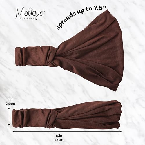 Motique Accessories Wide Cotton Head Band Solid Boho Yoga Style Soft Hairband for Women (Dark Brown) - color: Dark Brown