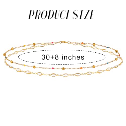 Waist Chain Silver Star Belly Chains Gold Beads Women Crystal Sequins Body Jewelry for Pants and Swimsuits - style: gold-crystal