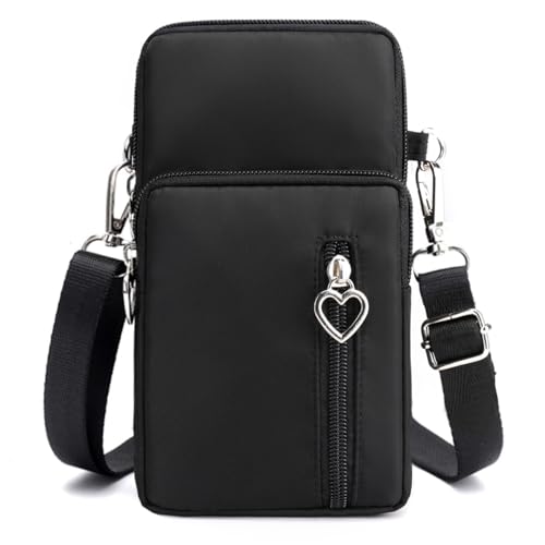 JANKS Small Crossbody Bag for Women - Mini Phone Purses with Crossbody Strap and Wallet - Nylon Arm Bag - color: A-black