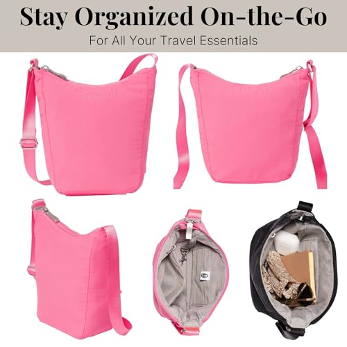 Baggallini Swift Mini Crossbody Bag for Women - 4.5x7 Small Travel Purse with Crossbody Strap and RFID - color: B-lite Bloom Pink