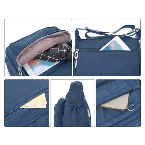 NOTAG Crossbody Bag for Women Waterproof Shoulder Bag Messenger Bag Casual Nylon Purse Handbag - color: Lightblue-l