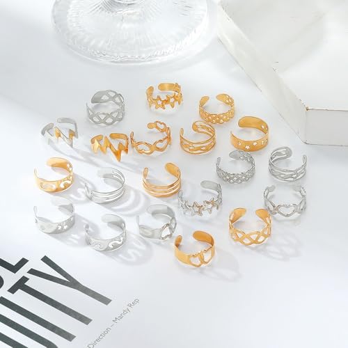 INENIMARTJ Gold Toe Rings for Women, Vintage Style Open Ring Set, Adjustable Summer Beach Foot Jewelry - color: Gold