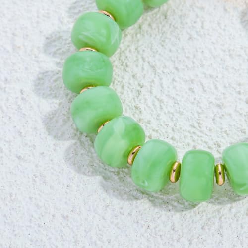 Chunky Beaded Bracelets for Women Boho Multicolor Acrylic Resin Beads Bracelet Adjustable Statement Bracelet Summer Beaded Jewelry - color: Beads bracelet-light green