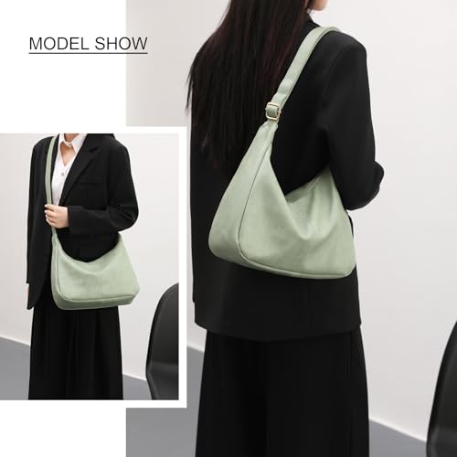 Hobo Bags for Women Foldable Vegan Leather Shoulder Handbag Slouchy Tote Crossbody Purses - color: Green
