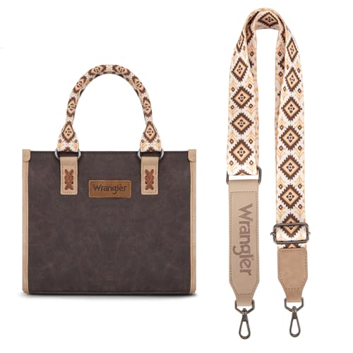 Montana West Wrangler Tote Bag for Women Aztec Western Retro Purse Top Handle Handbags - color: B-aztec-coffee