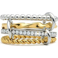 Gold Stackable Ring Set for Women Non Tarnish 316L Stainless Steel Cubic Zirconia Rings Silver Gold Multi Band Thumb Ring Mixed Metals 4 in 1 Interlocking Fashion Thin Dainty Unique Christmas Birthday Jewelry Gift