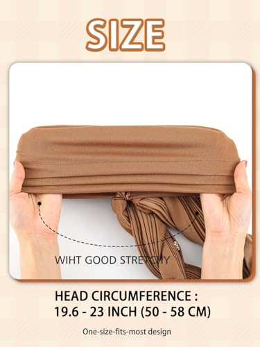 Woeoe Women African Turban Pre-Tied Twisted Beanie Cap Headwear Rhinestone Soft Stretchy Head Turbans - color: Brown