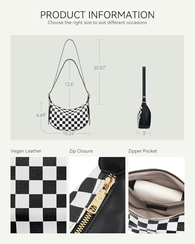 BOSTANTEN Purses for Women Crescent Crossbody Bag Vegan Leather Shoulder Hobo Handbag Adjustable Strap - color: Small Black White