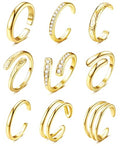 Besteel Toe Rings for Women 14K Gold Filled Simple Hug CZ Triple Open Band Rings Trendy Silver Plated Adjustable Toe Rings Summer Beach Foot Jewelry for Women - color: 14k gold plated