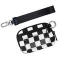 Wristlet Wallet for Women Mini Zip Card Case with Clear ID Window Zipper Coin Purse Lightweight Portable Keychain Wallet - color: Black White