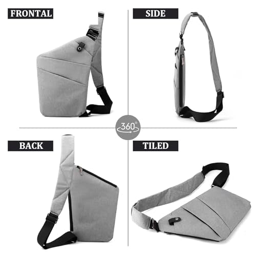 Crossbody Travel Bags for Women, Anti Theft Proof Safe Slim Sling Travel Purses, Personal Flex Shoulder Bag for Men Women - color: Grey, size: Left Shoulder