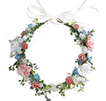 Vivivalue Bridal Floral Headband Rose Flower Crown Hair Wreath Floral Headpiece Halo Boho with Ribbon Wedding Party Photos - color: 52