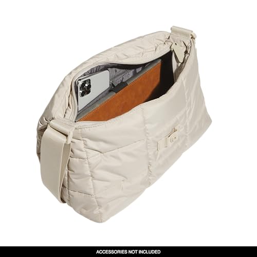 adidas Unisex Quilted Crossbody Bag – Soft Cushioned Puffer Purse, Foldover - color: Crystal Linen Beige