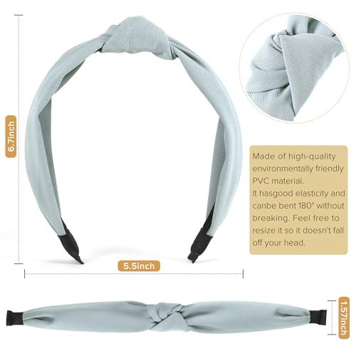DiyJibb Headbands for Women Girls - 6PCS Stylish Top Knotted Headbands - Knotted Headband for Women - Head Bands Wide Hairband Hair Accessories - color: Navy, peach, apricot, black, gray, light blue
