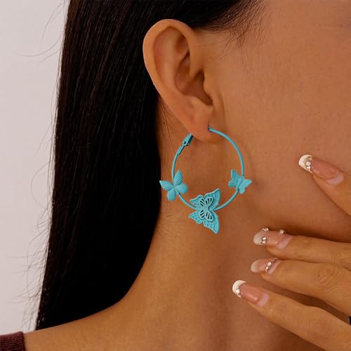 Kercisbeauty Polished Butterfly Big Hoop Earrings for Women Special Occasion Cute Jewelry - color: Green
