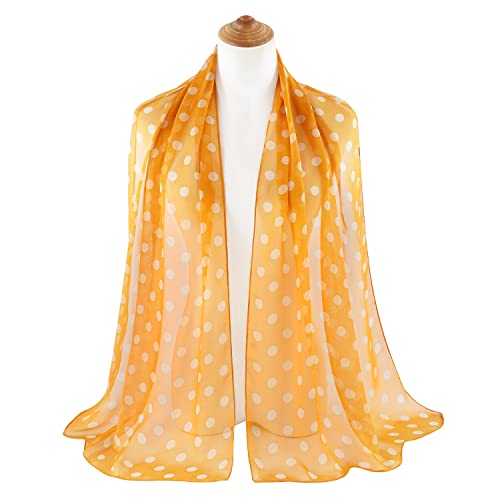 E-Clover Unique Fashion Women's Scarf Chiffon Sheer Scarves for Women Lightweight - color: Polka Dot-yellow