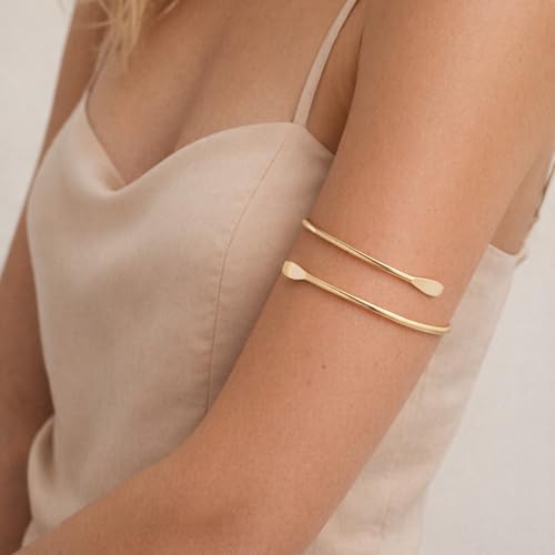 Long tiantian Gold Arm Cuff Upper for Women Bangle Bracelets Upper Arm Cuff Bracelet Trendy Armband Beach Jewelry Trendy Stuff Gifts - color: D1:gold Arm Cuff