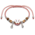 Lucky Cat Bracelet For Women, Feng Shui Good Luck Cat Jewelry with Ceramic Cat Charm, Lightweight Protection Bracelet for Daily Wear or Work,Meaningful Gift for Women Valentine's Day&Birthday