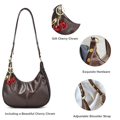 Small Hobo Bags Crescent Shaped Shoulder Bags for Women Mini Cherry Purse Fall Soft Crossbody Handbag 2025 - color: Wy26-28brown