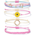 Sunflower Friendship Bracelets Boho Stackable String Bracelets Cute Trendy Gifts for Teen Girls Women - color: Pink