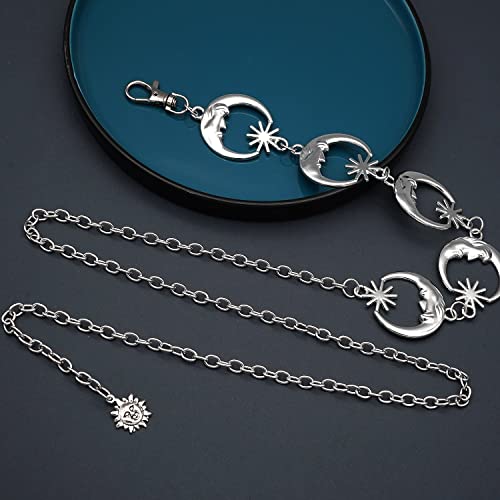 Metal Waist Chain Body Belly Belt Chains Jewelry Accessories for Women - color: Moon Silver, size: S: 41.3 in