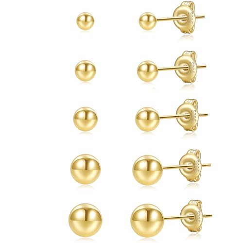 PRETOLE 8 Pairs Sterling Silver Stud Earrings for Women,14K Gold Plated Stud Earrings Set for Women Hypoallergenic Stud Earrings Cubic Zirconia Stud Earrings Small Stud Earrings for Women