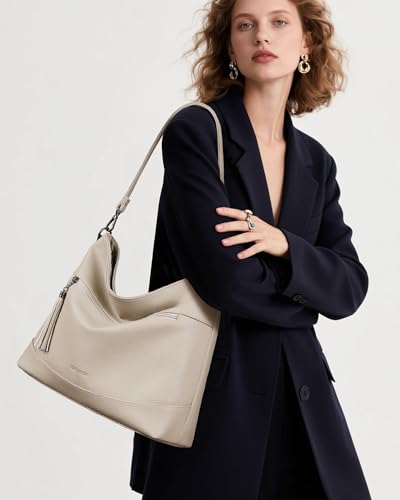 MASINTOR Hobo Crossbody Bags for Women, 2 in 1 Convertible Leather Crossbody Purse Handbags Shoulder Bags with Tassel - color: Apricot